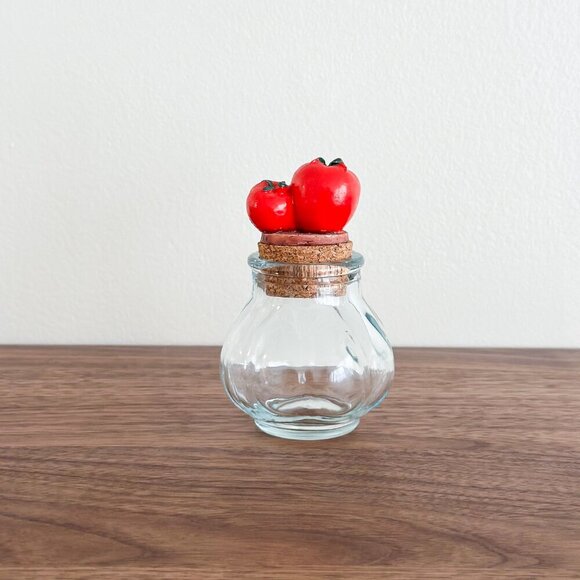 Vintage Vegetable Glass Spice Jars with Cork Tops - Set of 3 Kitchen Decor - Picture 5 of 6